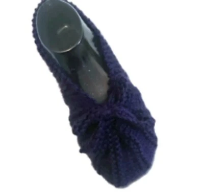  Purple Slippers With Pleats Knitting Printed Pattern Is not a finished product. - Image 1 of 4
