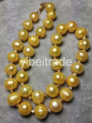 Baroque 20" AAA 10-11MM golden SOUTH SEA NATURAL PEARL NECKLACE 14K GOLD CLASP  - Image 1 of 2