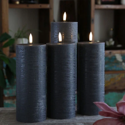 LED Kerzenset PIA Rustik-Optik Adventskerzen H:20cm mit Batterien/Fernb. 4er Set - Bild 1 von 3