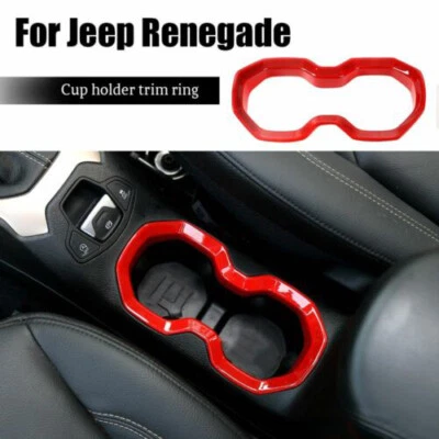 Inner Front Water Cup Holder Frame Trim Ring Cover For Jeep Renegade 2016+ Red - Imagem 1 de 4