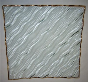 Bandeja Atómica De Colección Kurt Armstrong MCM Vidrio Artístico Ondulado Transparente Borde Dorado Abuela Elegante - Imagen 1 de 4
