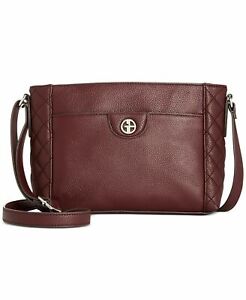 Giani Bernini Quilted Leather Small Crossbody Red Wine Authentic
