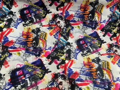 Dr Who ~ Cotton Graffiti Toss Quilt Fabric Remnant 20" x 15" - Image 1 of 4