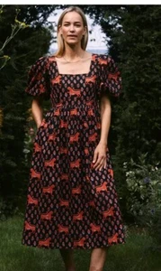 New Pink City Prints Moghul Tiger Print Polly Dress Cotton Midi Dress Large - Picture 1 of 13