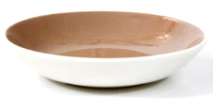 Harkerware Fruit Bowl Dessert Bowl Cocoa Tan & White 5.75" Mid Century Ceramic - Picture 1 of 4