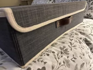 NIB Pottery Barn Essential Canvas Foldable 30" Under Bed Storage AIRSTREAM BLUE - Picture 1 of 4