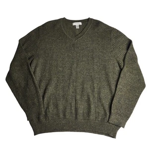 Turnbury Sweater V Neck 100% Baby Alpaca Sweater Green Soft Men's Size Large - Picture 1 of 7