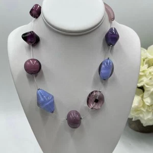 Sent Designers Marina Susanna Murano Handmade Purple Italy Handcrafted Necklace - Picture 1 of 16