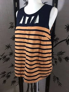 Camicia da donna nera arancione senza maniche Kenar taglia L camicetta top con finestra - Foto 1 di 7