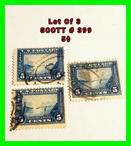 3x United States Scott 399 5c / 5 Cent Panama Pacific Perforated 12 Lot Of 3 - Picture 1 of 9
