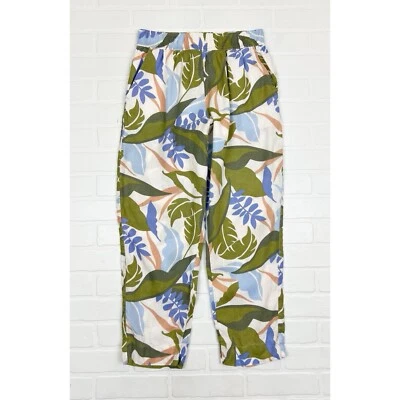 Tahari 100% Linen Floral High Rise Pull On Pants With Pockets Size Small - Image 1 of 4