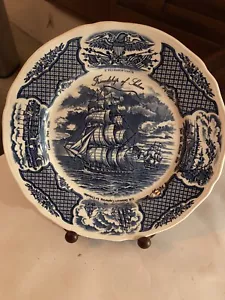 ALFRED MEAKIN STAFFORDSHIRE ENGLAND FAIR WINDS THE FRIENDSHIP OF SALEM PLATE - Picture 1 of 5