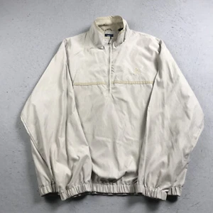 VINTAGE Pebble Beach Golf Jacket Mens XL Beige Water Resistant Windbreaker 90s - Picture 1 of 11
