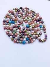 8-9mm Genuine Natural Multi-Color Freshwater Pearl Long Necklace 64" D028