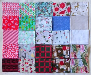 25 Fat Quarters, Assorted Winter Holiday Patterns & Colors 18"x21" Cotton Fabric - Picture 1 of 8