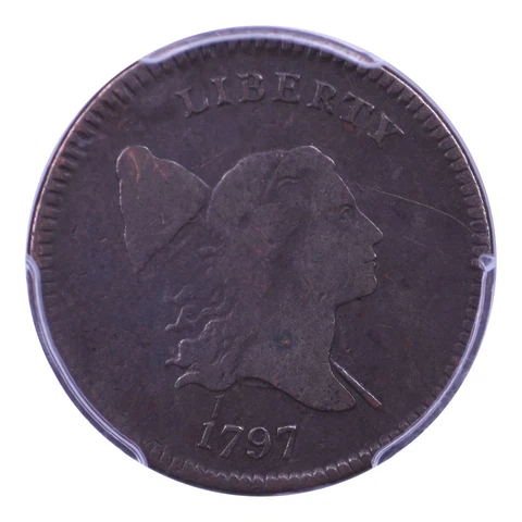 1797 Liberty Cap Half Cent, Type 3, 1 Above 1 PCGS VG10 Cover