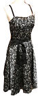 Collection by Dress Barn Satin Black & White Floral Lace Print Cocktail Size 6