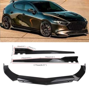 Front Bumper Lip Spoiler Splitter & 46" Side Skirts For For Mazda3 Mazdaspeed - Picture 1 of 12