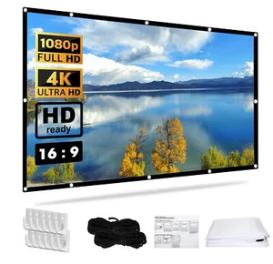 100" 120" Projector Screen HD Foldable Projection Curtain Outdoor Home Theater - Picture 1 of 13