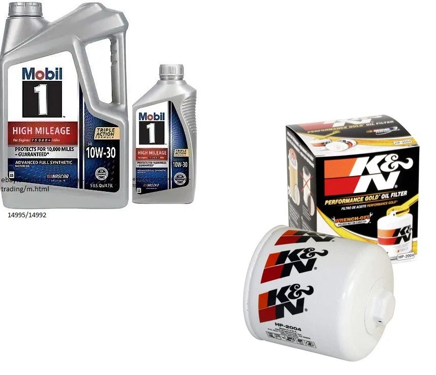 Mobil1 10W30 Full Syn. Aceite de motor H/M - 6 cuartos de galón con filtro de aceite K&N HP-2005 Foto 1 de 1