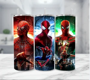 Spiderman With Metal Straw Stainless Steel Multicolor Tumbler - 20 Oz- 3 Guys - Picture 1 of 4