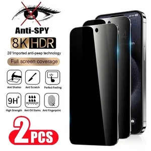 Premium Privacy Full Cover Screen Protector for iPhone 16 15 14 13 12 11 Pro Max - Picture 1 of 16