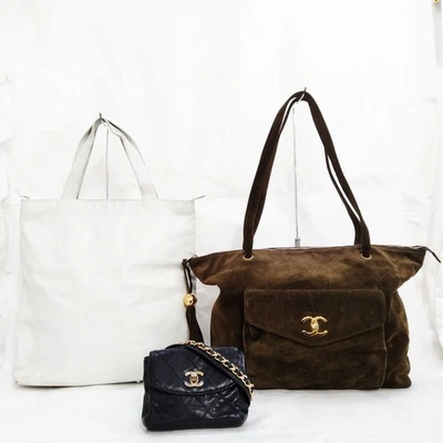 NO TARIFF Chanel Hand Tote Body Bag 3 set White Leather 4605826 - Image 1 of 4