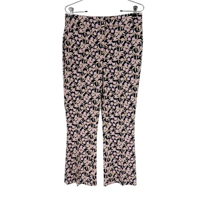 Boden  Cropped Flare Pants Womens Size 8 Navy Lavender Floral 25.5in Inseam NEW - Image 1 of 4