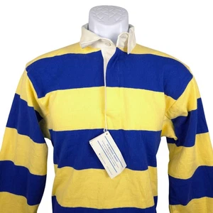 Vintage Lands' End Men's Rugby Shirt Small Authentic Yellow Blue Made in USA - Picture 1 of 7