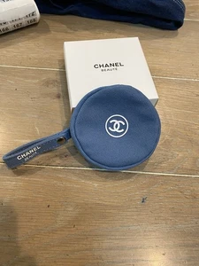 Chanel Beaute Blue Canvas GWP VIP Air Pods/ Cash/ Card Carrier 4” Pouch w/Box - Picture 1 of 7