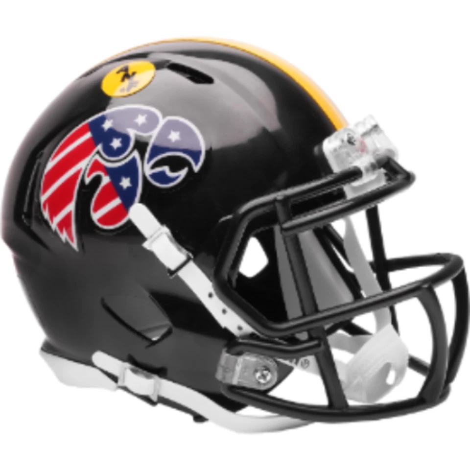 Iowa Hawkeyes NCAA Mini Speed Football Helmet Stars and Stripes - NCAA. - Image 1 of 1
