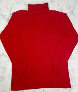 Vtg Adidas Red Long Sleeve Mock Turtleneck Shirt Men’s L Embroidered Trefoil - Picture 1 of 6