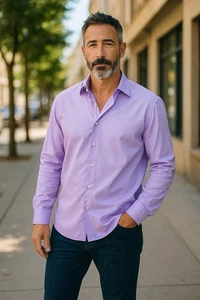 Ted Baker London Dress Shirt Purple Long Sleeve Button Down Patterned Cuffs 17.5 - Picture 1 of 13