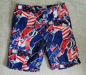 NIKE YOUTH Boys Youth Sz Large Red White Blue Swim Shorts ~ - Picture 1 of 3