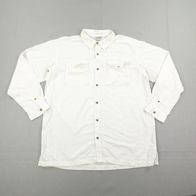 Vintage LL Bean Shirt Mens Large Tall White Vented Roll Tab Performance Fishing - Image 1 of 4