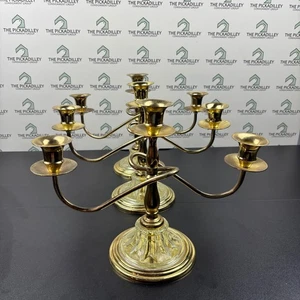 Teleflora Gift Brass Gold Candelabra Vintage Candle Holder Home Decor Set of 3 - Picture 1 of 9