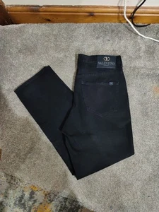 Vintage Valentino Garavani Jeans Black Mens 90s Straight Leg Fit W32 L29 - Picture 1 of 13