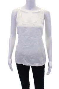 Rag & Bone Womens Floral Accent Scoop Neck Sleeveless Tank Top White Size XS - Picture 1 of 6