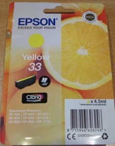 CARTUCHO GENUINO EPSON 33 Amarillo ORIGINAL T3344 Tinta C13T33444012 NARANJAS - Imagen 1 de 3