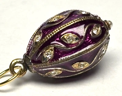 Colgante Huevo Perla Esmalte Ruso Vid Clásico Plata Esterlina Púrpura 3.5g Foto 1 de 4