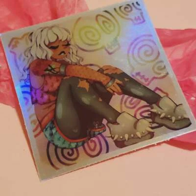 Alternative Anime Girl Holographic Sticker Aesthetic - Image 1 of 2