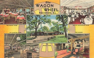 Rockton IL "The Wagon Wheel" Multi-View Linen Postcard - Picture 1 of 2