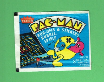 #D485.   1982  FLEER  PAC MAN  STICKERS  WAX WRAPPER, NO STICKERS - Image 1 of 2