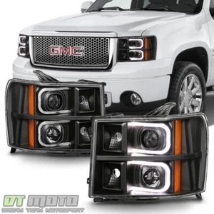 Blk 2007-2013 GMC Sierra 1500 2500 3500 LED OPTIC Projector Headlights Headlamps - Picture 1 of 10