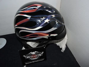 Harley Davidson motorcycle helmet with flag/flame design with visor XS size - Picture 1 of 16