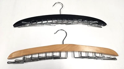 Wooden 24 Hook Tie Rack Tie Hanger Black/Brown Tie Organizer Storage ~ Lot Of 2 - Image 1 of 4