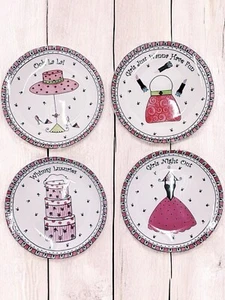 4er Set Franchelle Contreras Girls Night Out 6" Canape Dessert skurrile Teller - Bild 1 von 8