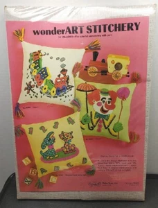 WonderArt Stitchery 14" Pillow Kit Train 05086 New Sealed - Picture 1 of 10