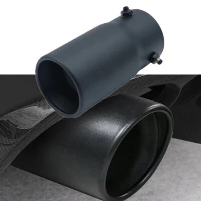 1PCS Universal Black Car Exhaust Tail Muffler Tip Pipe Stainless Steel - Image 1 of 4