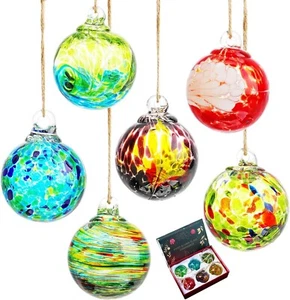 6pcs Hand-Blown Glass Ornaments Balls Glass Christmas Ball Ornaments Style B - Picture 1 of 8